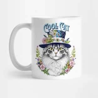 Cool Cat in a Floral Hat Mug